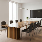ROSEROSA Glossy Stripe Faux Wood Architectural Film EH146 - Peel and Stick Slat Wood Vinyl Wrap for Furniture Refinishing & Interior Design