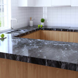 ROSEROSA Glossy Faux Marble Architectural Film PGS410 - Peel and Stick Self-Adhesive Vinyl Wrap for Kitchen Countertops & Cabinets